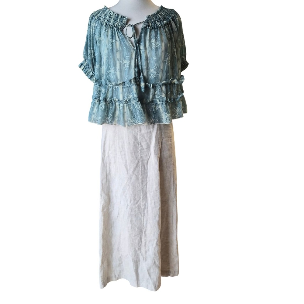 Jenni Kayne Womens Oatmeal Beige 100% Linen Lined Maxi Skirt Size S 559-4331-C25